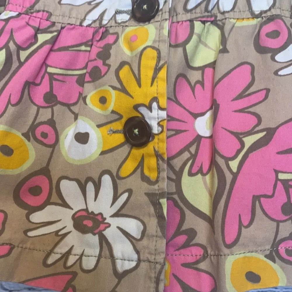 Genuine Kids By OshKosh Tan Pink Flower Lightweight Hooded Jacket Size 18 Months